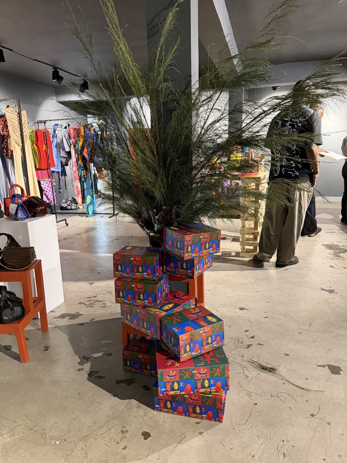 EBBE boxes stacked by the plants
